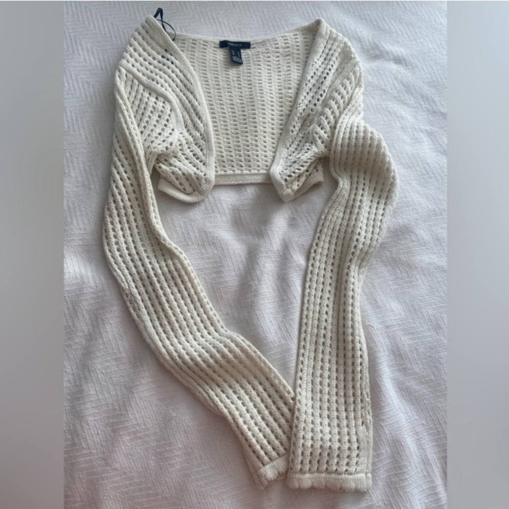 Forever 21 Cream Cable Knit Shrug